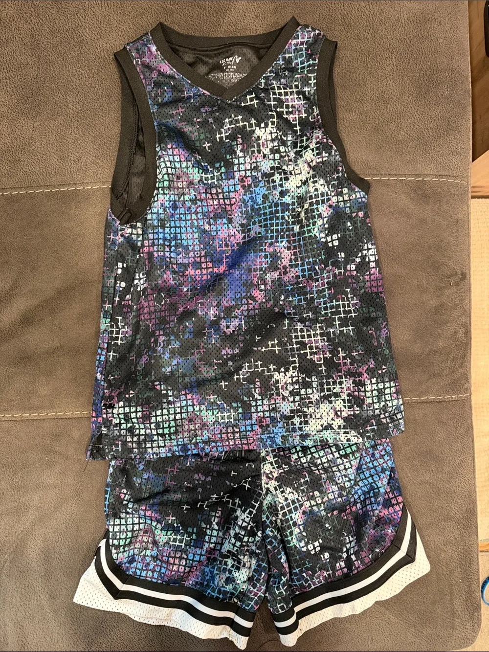 Youth Black Galaxy Print Tank & Shorts Set